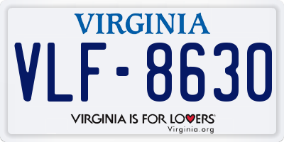 VA license plate VLF8630