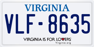 VA license plate VLF8635