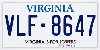 VA license plate VLF8647