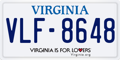 VA license plate VLF8648