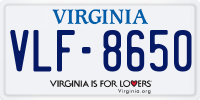 VA license plate VLF8650