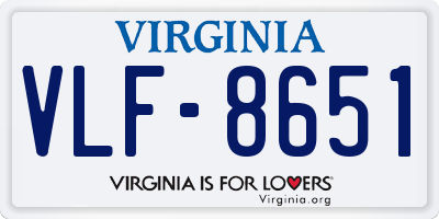 VA license plate VLF8651