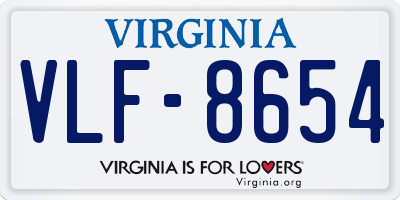 VA license plate VLF8654