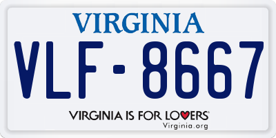 VA license plate VLF8667