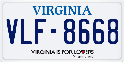 VA license plate VLF8668