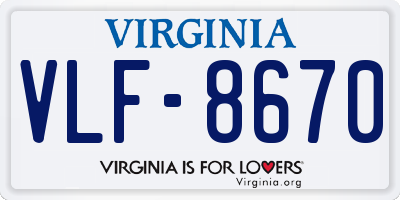 VA license plate VLF8670