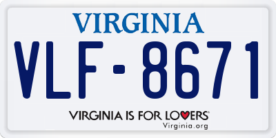 VA license plate VLF8671