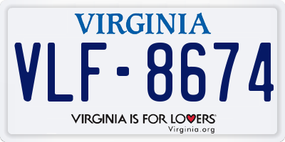VA license plate VLF8674