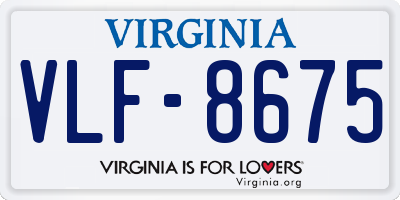 VA license plate VLF8675