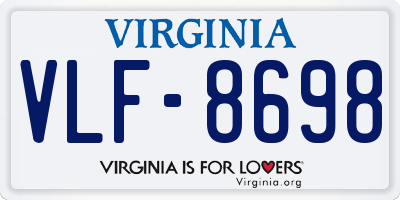VA license plate VLF8698