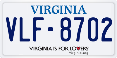 VA license plate VLF8702
