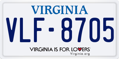 VA license plate VLF8705