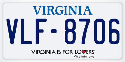 VA license plate VLF8706