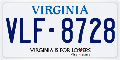 VA license plate VLF8728