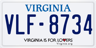 VA license plate VLF8734