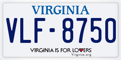 VA license plate VLF8750