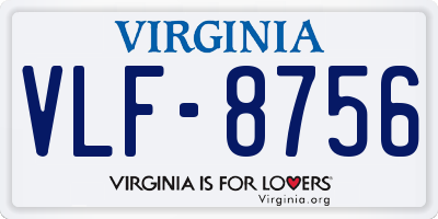 VA license plate VLF8756