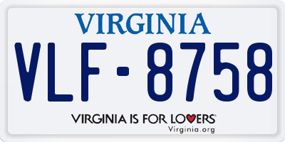 VA license plate VLF8758