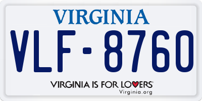 VA license plate VLF8760