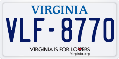 VA license plate VLF8770