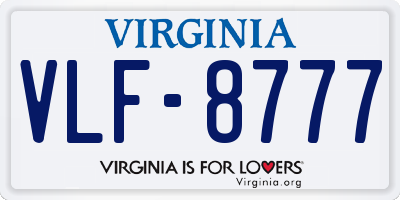 VA license plate VLF8777