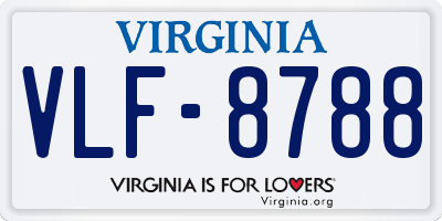 VA license plate VLF8788