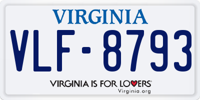 VA license plate VLF8793