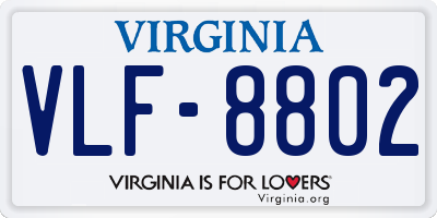 VA license plate VLF8802