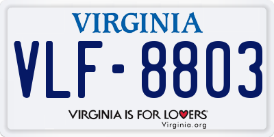 VA license plate VLF8803