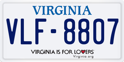 VA license plate VLF8807