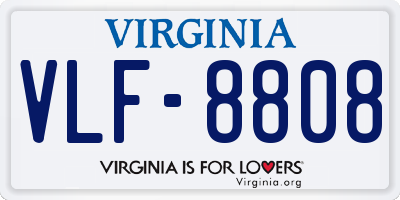 VA license plate VLF8808