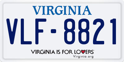 VA license plate VLF8821