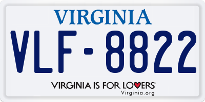 VA license plate VLF8822