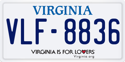 VA license plate VLF8836