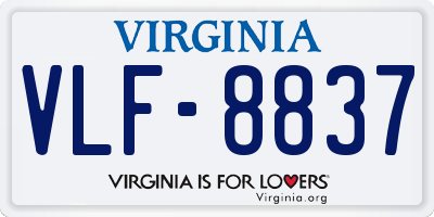 VA license plate VLF8837