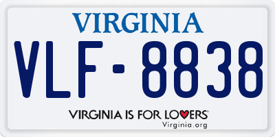 VA license plate VLF8838
