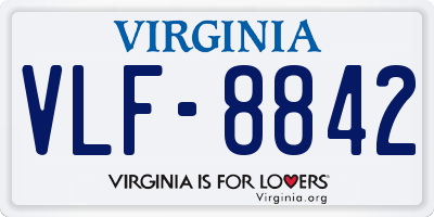 VA license plate VLF8842