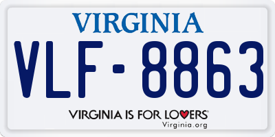 VA license plate VLF8863