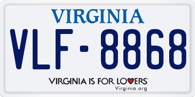 VA license plate VLF8868