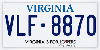 VA license plate VLF8870