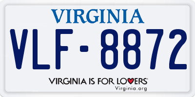 VA license plate VLF8872