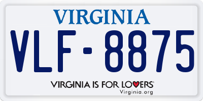 VA license plate VLF8875