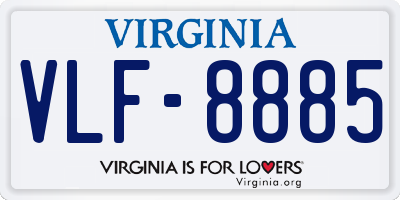 VA license plate VLF8885