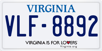 VA license plate VLF8892