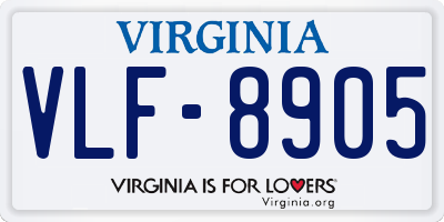 VA license plate VLF8905