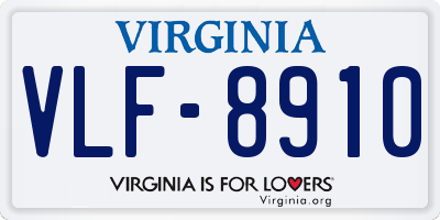VA license plate VLF8910