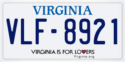 VA license plate VLF8921