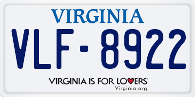 VA license plate VLF8922