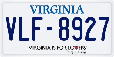 VA license plate VLF8927