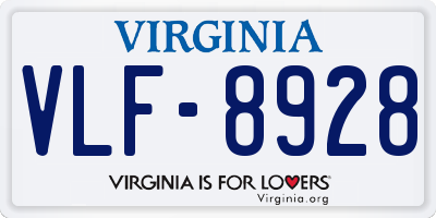 VA license plate VLF8928
